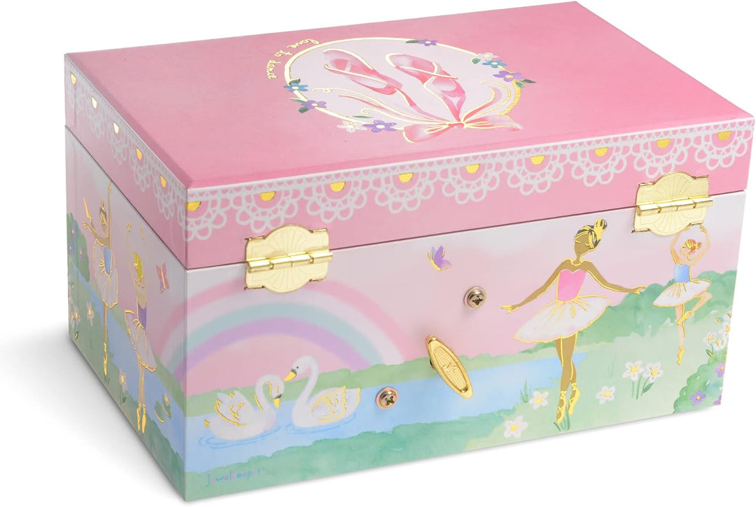 Jewelkeeper - Musikalische Schmuckkästchen Mädchen mit ausziehbarer Schublade, Regenbogen Ballerina