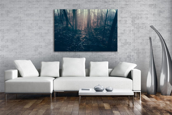 deyoli Dunkler Wald Format: 80x60 als Leinwand, Motiv fertig gerahmt auf Echtholzrahmen, Hochwertige