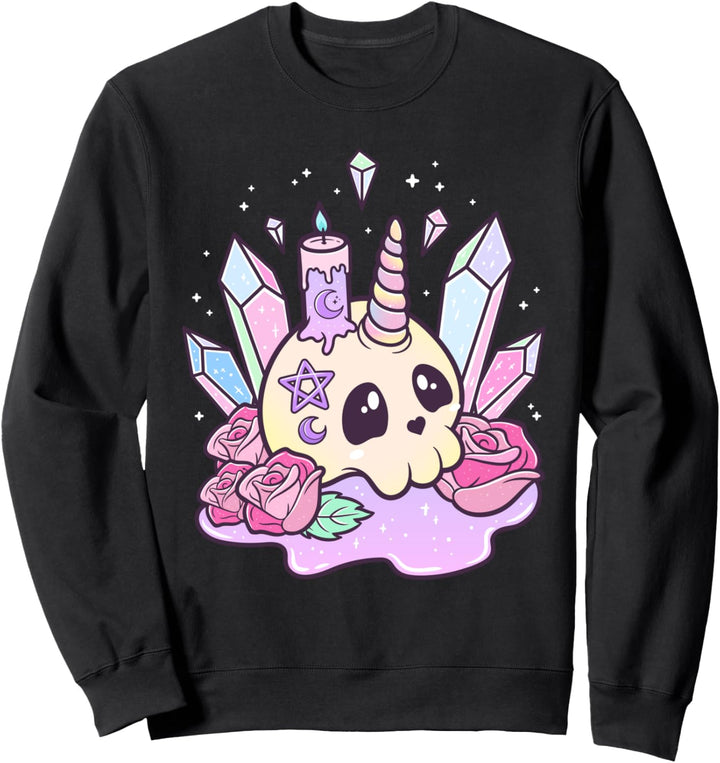Pastell Goth Süss Creepy Kawaii Menhera Skull Sweatshirt