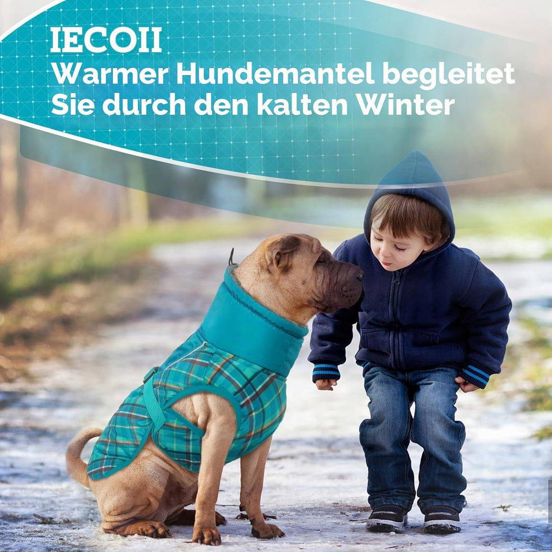 IECOii Hundemantel Winter,Warme Fleece Rollkragen Hundejacke,Wasserdicht Winterjacken Wintermäntel f