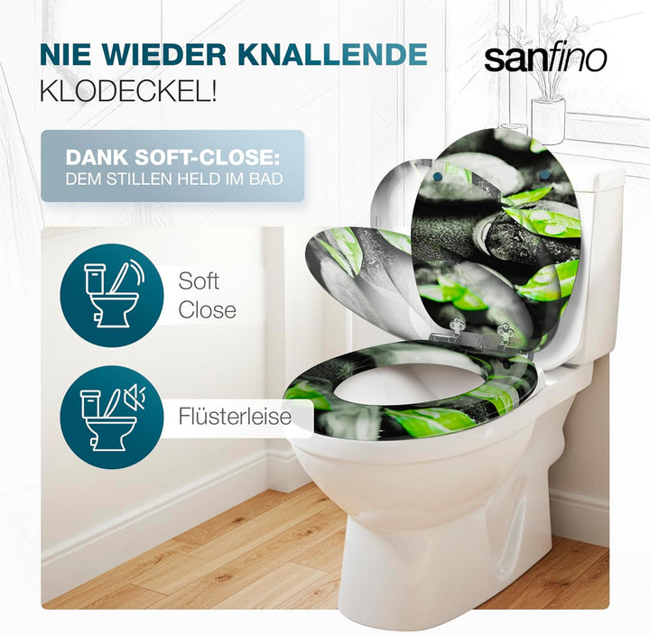 SANFINO® Premium WC Sitz mit Absenkautomatik – hochwertige Toilettendeckel aus Holz, viele bunte Mot