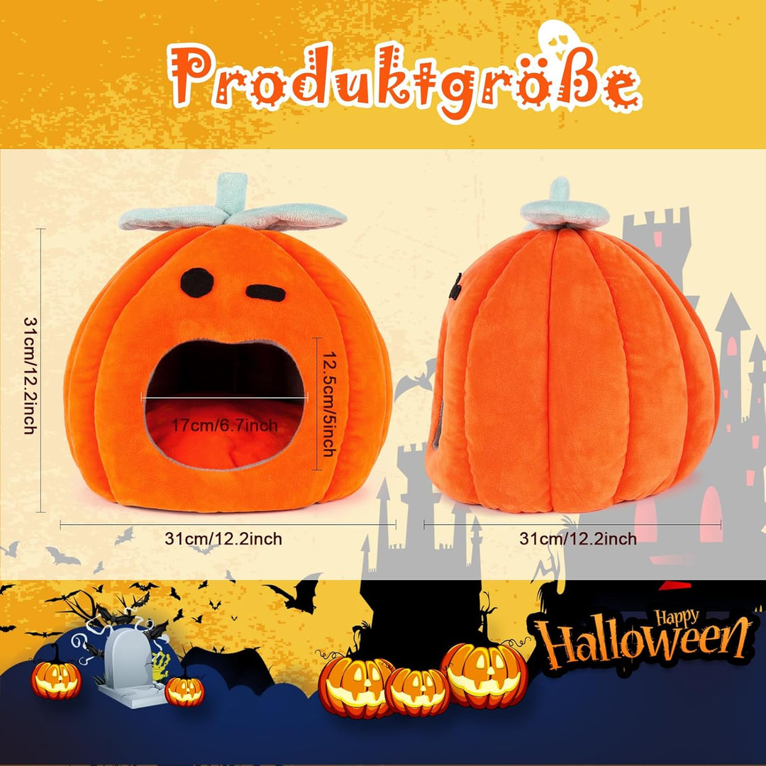 SBAYOOL Halloween Kürbis Kaninchen Bett, Gemütliches Waschbar Kaninchen Kuschelhöhle, Warmes Plüsch