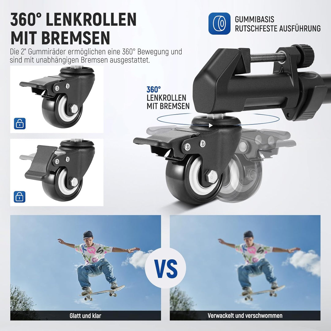 Neewer Fotografie Professionell Schwerlast-Stativ Dolly mit Gummi-Räder und verstellbaren Beinbefest