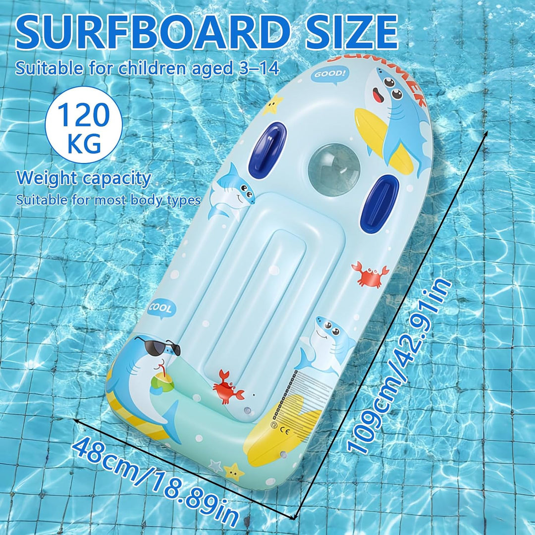 CIYIN Schwimmbrett Bodyboard Aufblasbar, Surfbrett Bodyboard mit Griffen, Schwimmhilfe Aufblasbar Ki