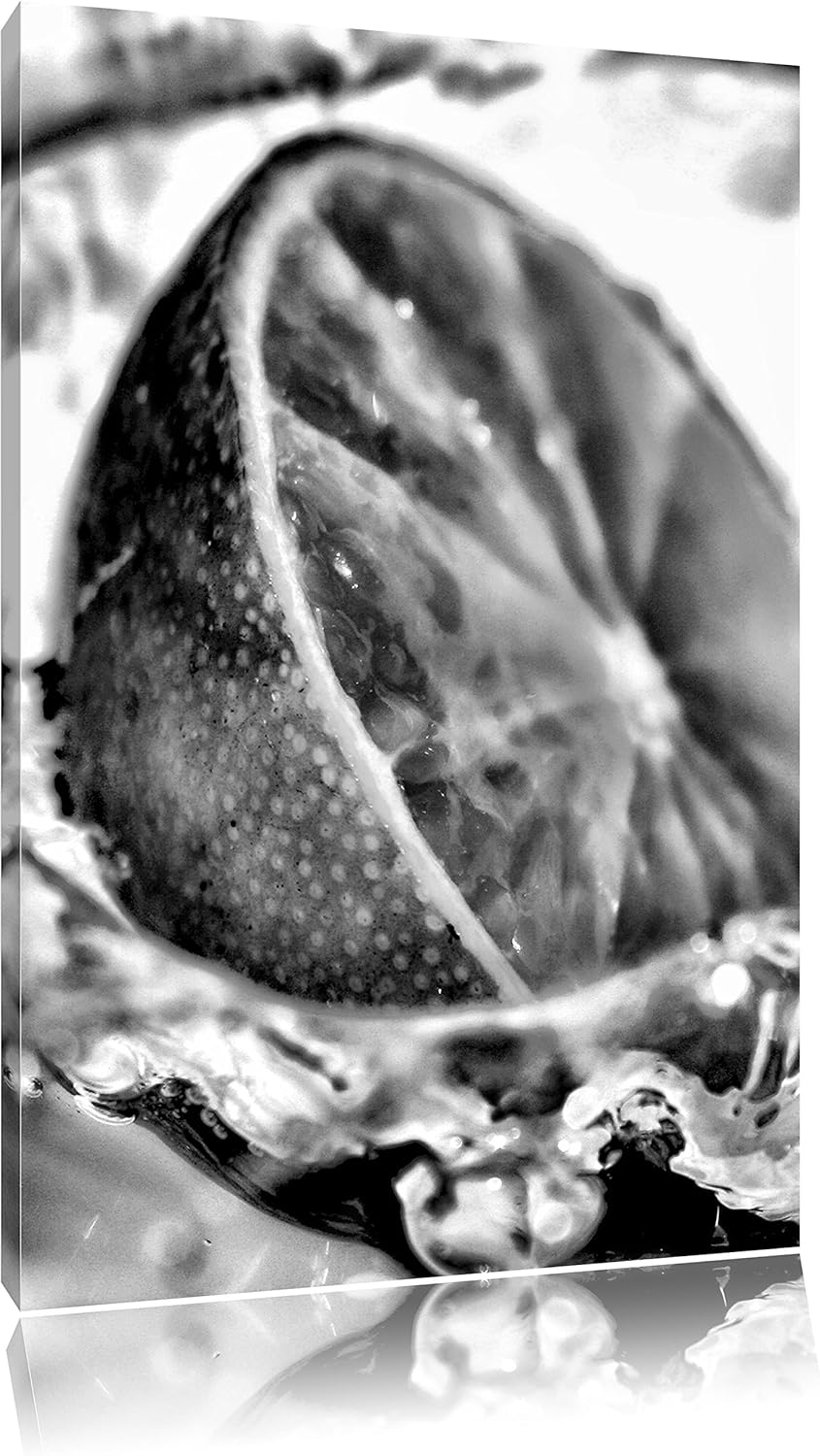 Pixxprint Limette fällt in Wasser als Leinwandbild/Grösse: 100x70 cm/Wandbild/Kunstdruck/fertig besp