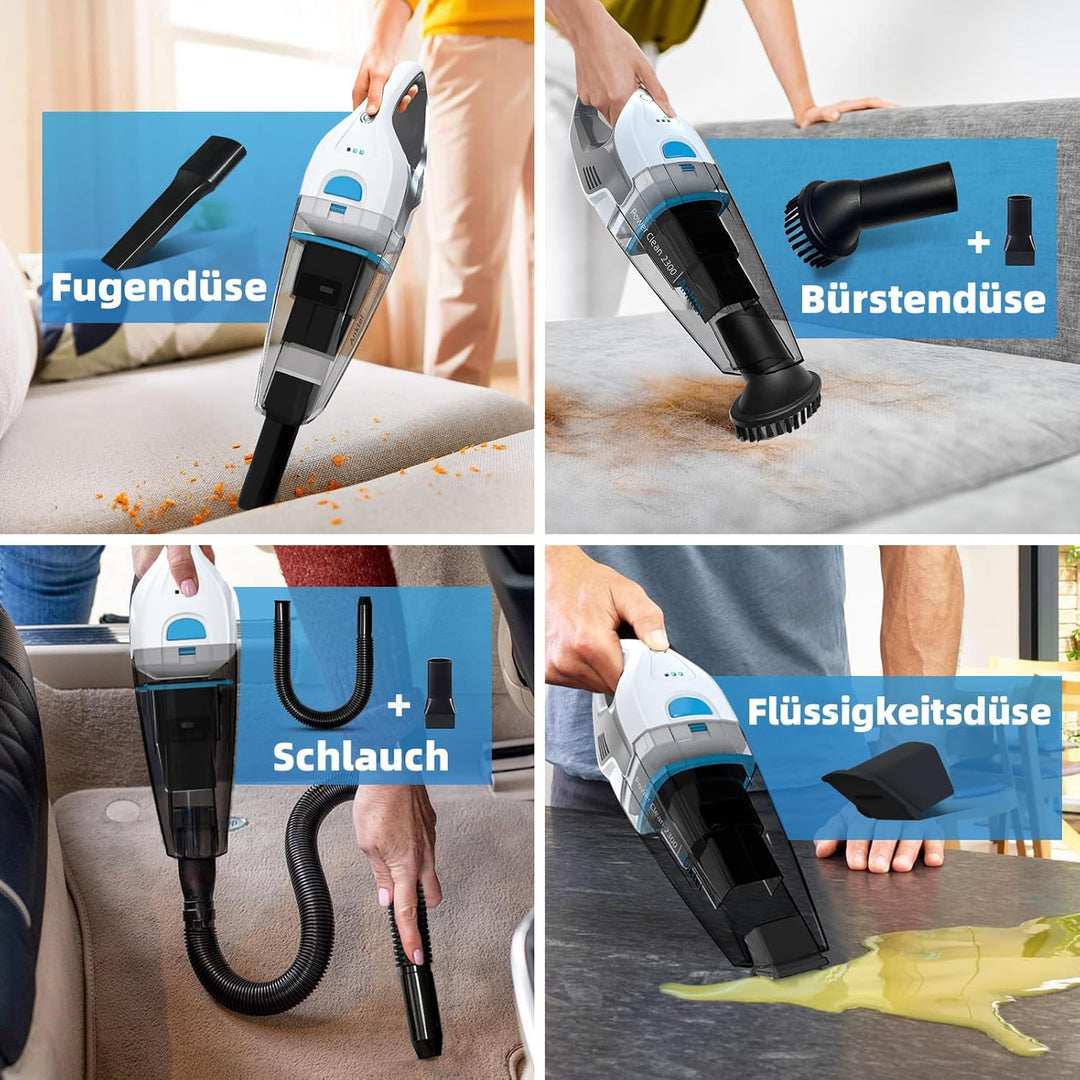 Anktel Handstaubsauger, 9000PA Handstaubsauger Akku Beutellos Nass&Trocken mit Wandhalterung Ladesta