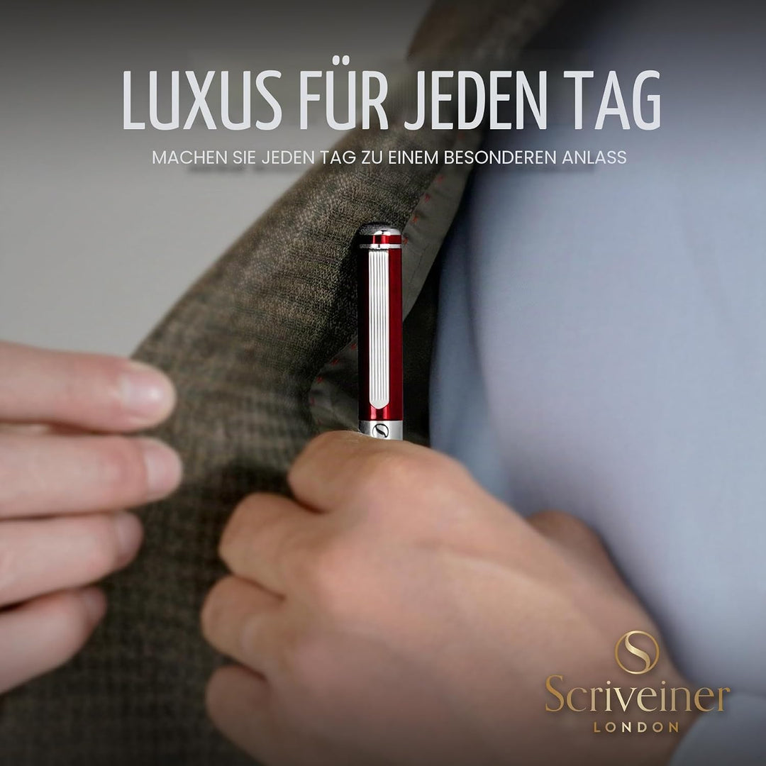 Scriveiner Kugelschreiber Deep Crimson Red - Hochwertiger Design Kugelschreiber in Purpurrot mit Chr