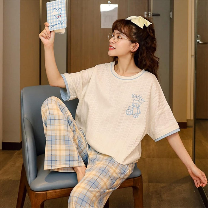 GOSO Schlafanzug Mädchen 140 146 152 164 Pyjamas Niedliche Pjs für Teenager Cartoon Print Tops und L