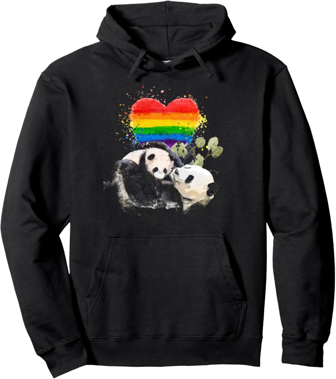 LGBT schwul lesbisch Stolz, Regenbogen Herz Liebe, Panda Bär Pullover Hoodie