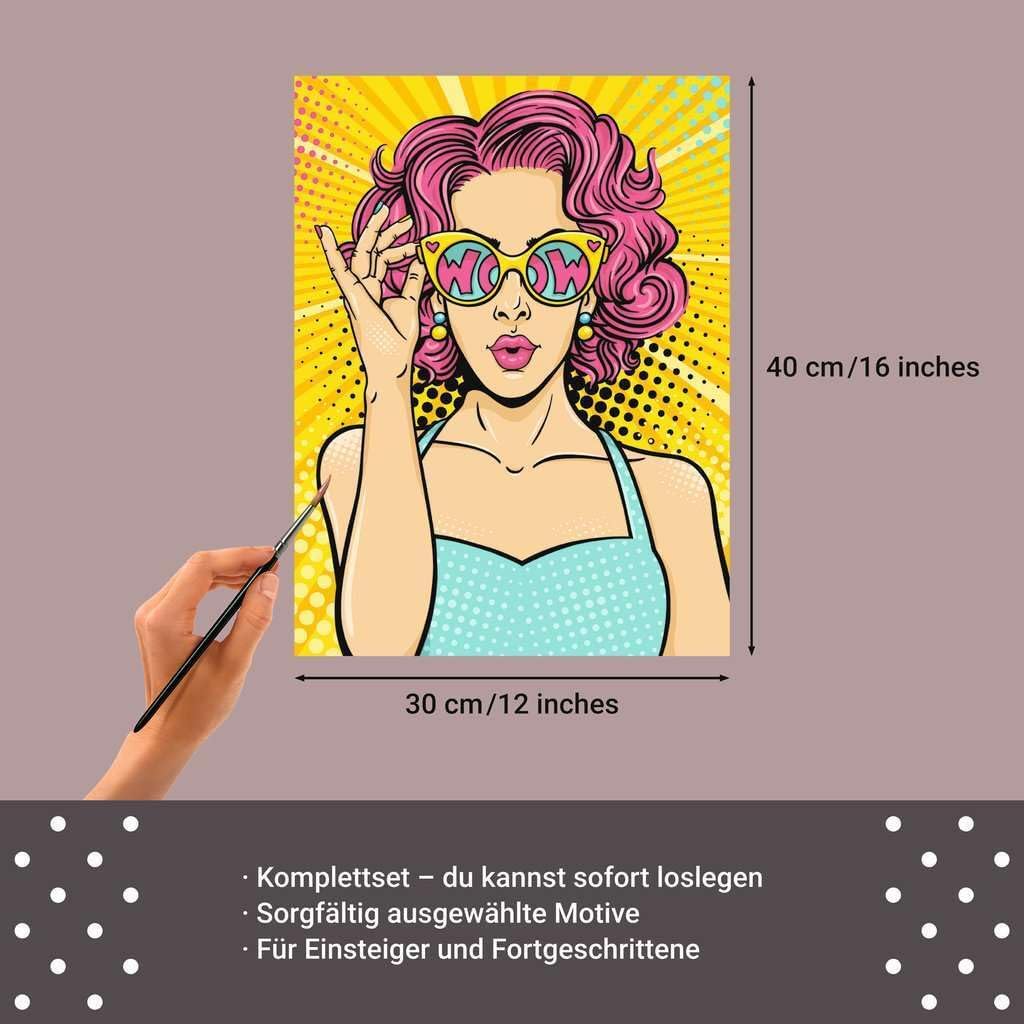 Ravensburger CreArt 25857 - Lady in Pink (Popart) - Malen nach Zahlen Erwachsene, DIY Malset mit Pin