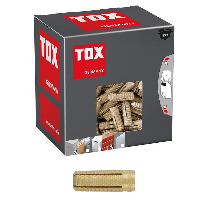 TOX Messing Spreizdübel Metrix M16 x 43 mm, 15 Stück, 026100081, Gold M16x43 mm Karton, M16x43 mm Ka