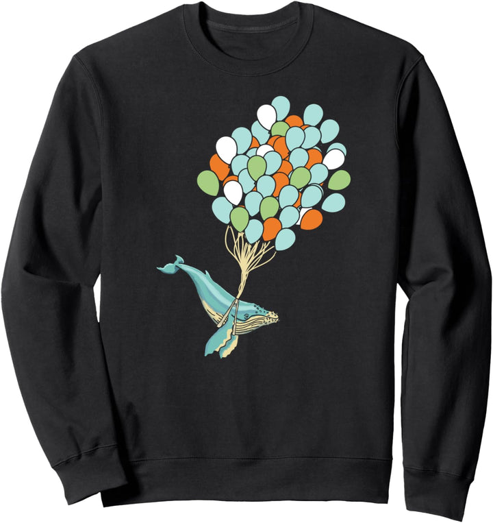 Blue Whale & Bunch of Balloons Illustration Sweatshirt