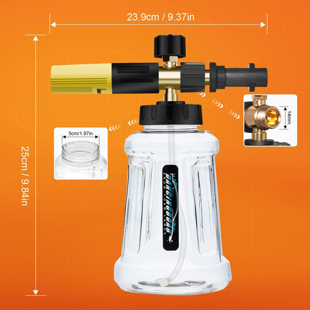 Verbesserte Schaumlanze Schaumkanone für Kärcher K-Serie K2 K3 K4 K5 K6 K7 Hochdruckreiniger, 1L Sch