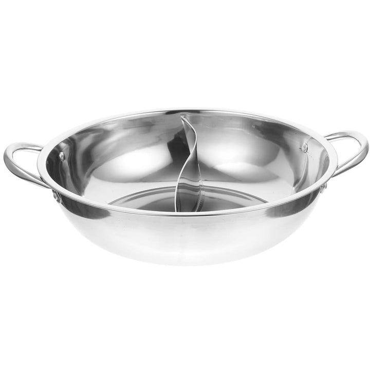BESTonZON Edelstahl Hot Pot mit Trennwand, 32cm Geteilter Shabu Shabu Topf für Induktion & Gasherd,