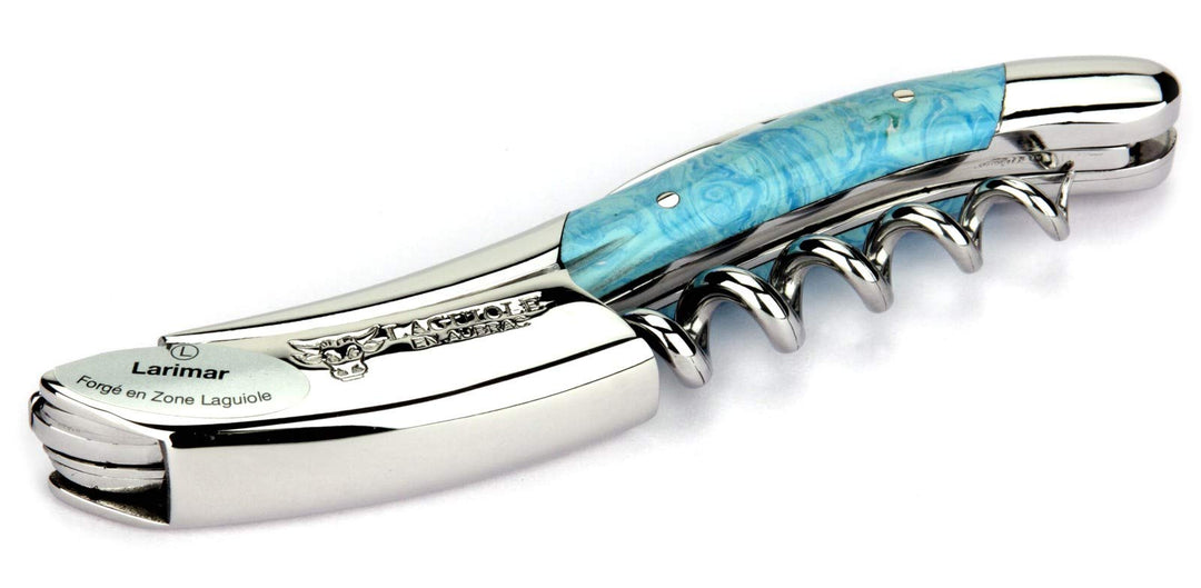 Laguiole en Aubrac Kellnermesser Larimar blau Edelstahl glänzend SOM99PWI Sommelierbesteck