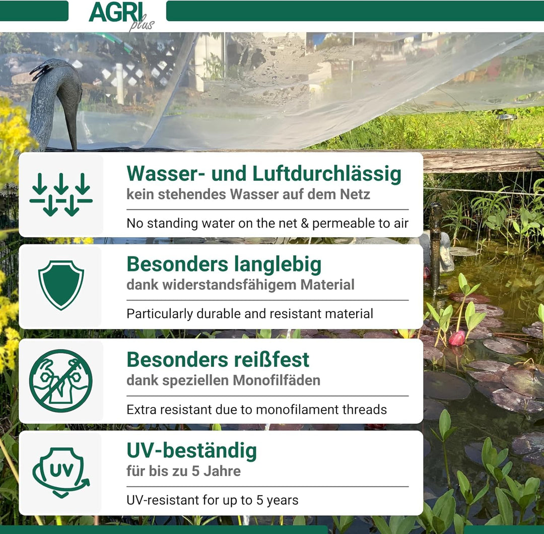 AGRI plus Universalnetz für Sandkasten, Pool &amp; Teich | 4 x 5 m | Verschiedene Masse | Netz engmaschi