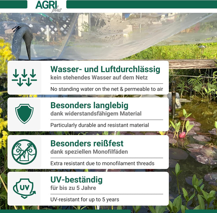 AGRI plus Universalnetz für Sandkasten, Pool &amp; Teich | 4 x 5 m | Verschiedene Masse | Netz engmaschi