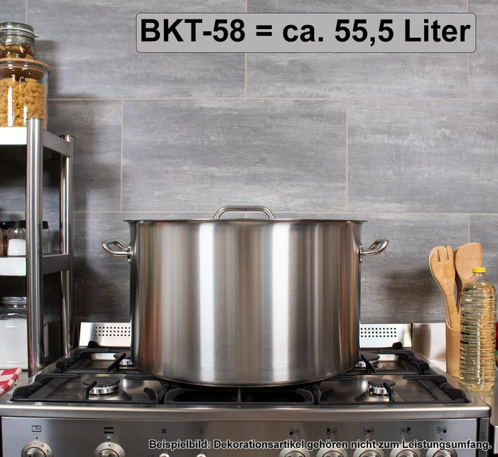 Beeketal 'BKT-58' Gastronomie Kochtopf ca. 55,5 Liter aus Edelstahl mit starken Griffen und Deckel,
