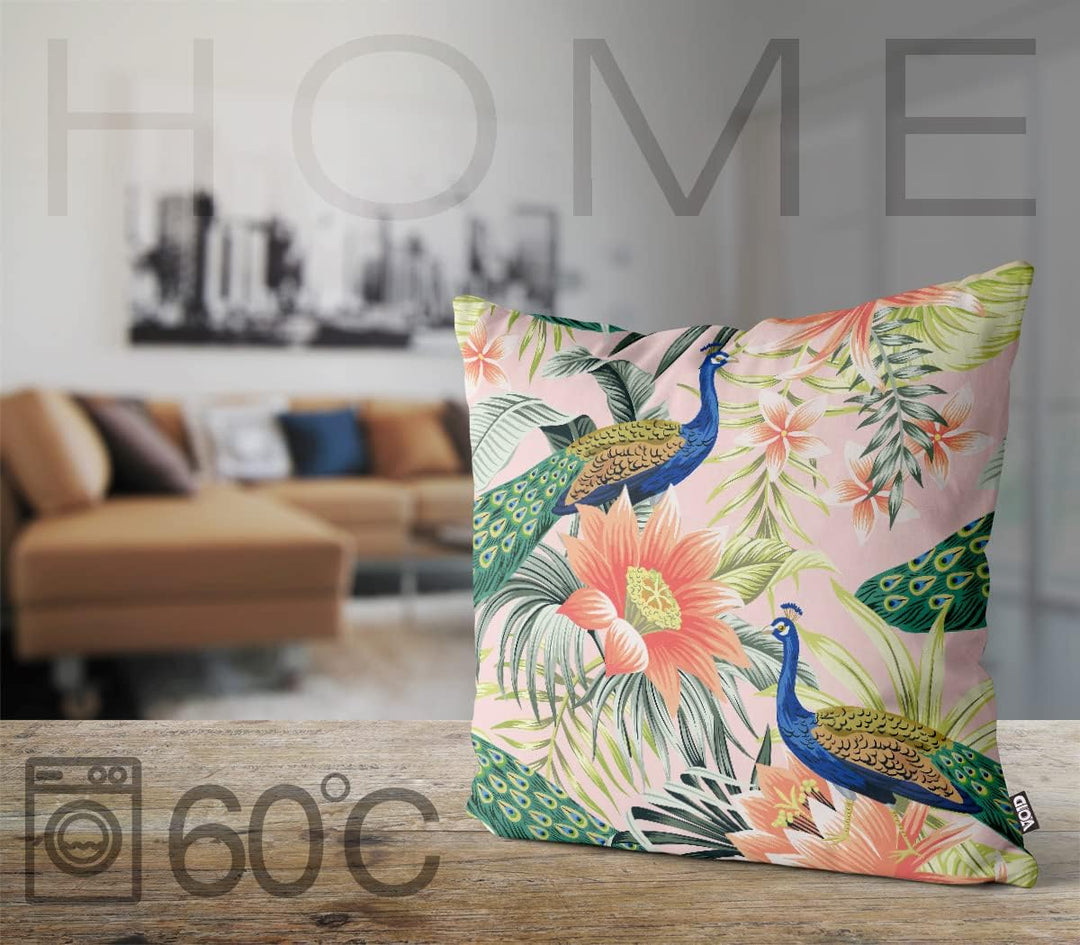 VOID Tropenvogel Pfau Hibiskus Kissenbezug Kissenhülle Sofakissen Kissen Deko Outdoor-Kissen Dekokis