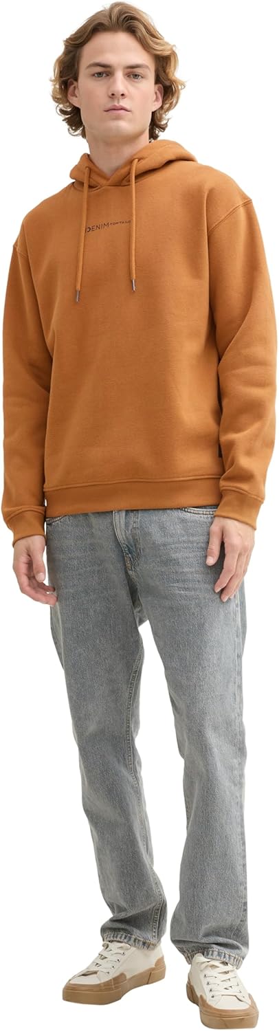 TOM TAILOR Denim Herren Hoodie Sweatshirt mit Logo-Print S 25985 - Deep Cognac, S 25985 - Deep Cogna