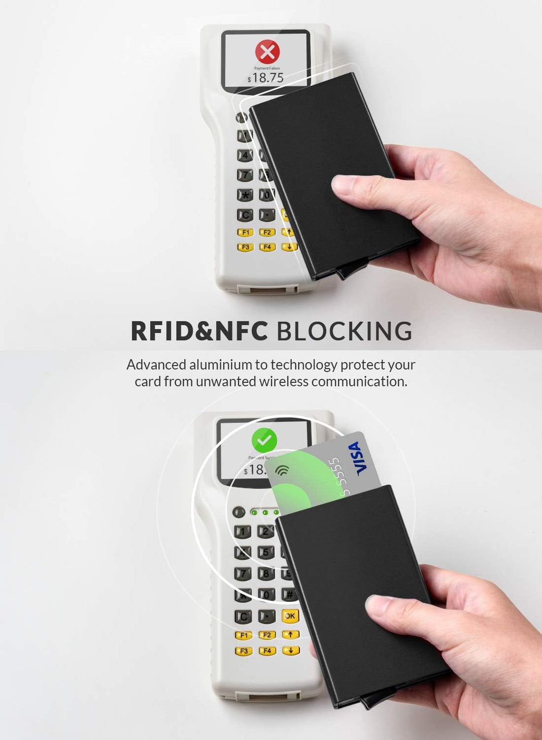 VULKIT Kartenetui Metall mit RFID NFC Schutz Karten Geldbörse Herren Geldbeutel Doppelt Karten Etui