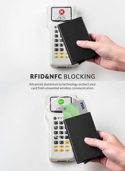 VULKIT Kartenetui Metall mit RFID NFC Schutz Karten Geldbörse Herren Geldbeutel Doppelt Karten Etui