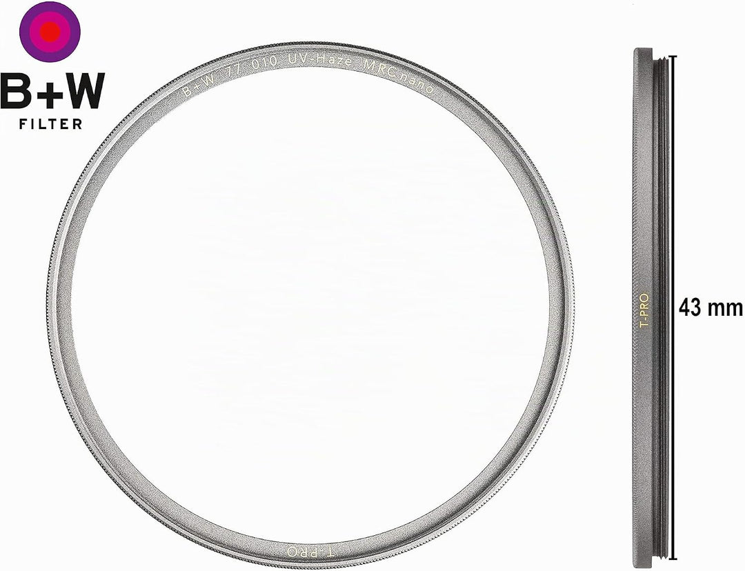 B+W 010 UV-Haze- und Schutz-Filter (43mm, T-Pro, Titan-Finish, MRC Nano, 16x vergütet, super slim, P