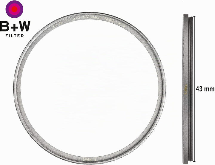 B+W 010 UV-Haze- und Schutz-Filter (43mm, T-Pro, Titan-Finish, MRC Nano, 16x vergütet, super slim, P