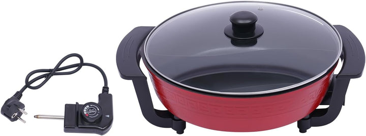 Hot Pot Elektrisch 1300W Elektrischer Topf mit 2 Kammern Shabu Shabu und Deckel 6L Suppentopf Töpfe