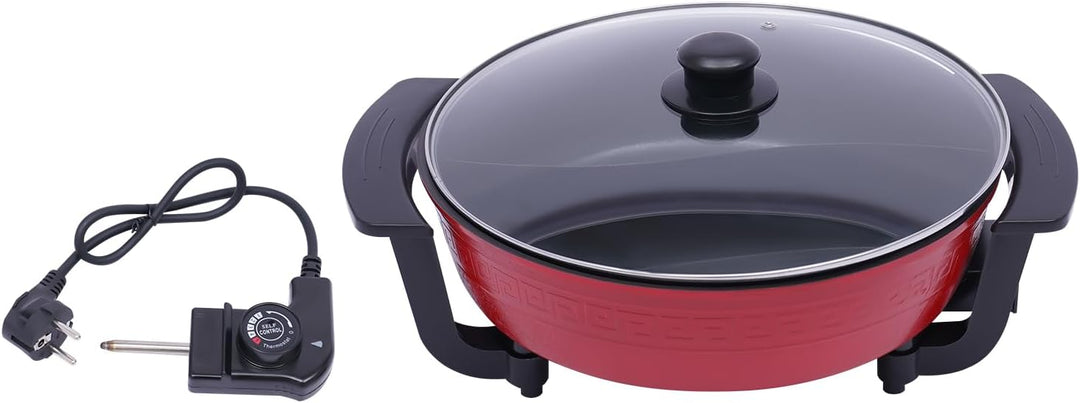 Elektrisch Hotpot Topf Chinesischer Hotpot mit Trennwand,Heizsockel und Deckel 6L 1360W für 6-8 Pers