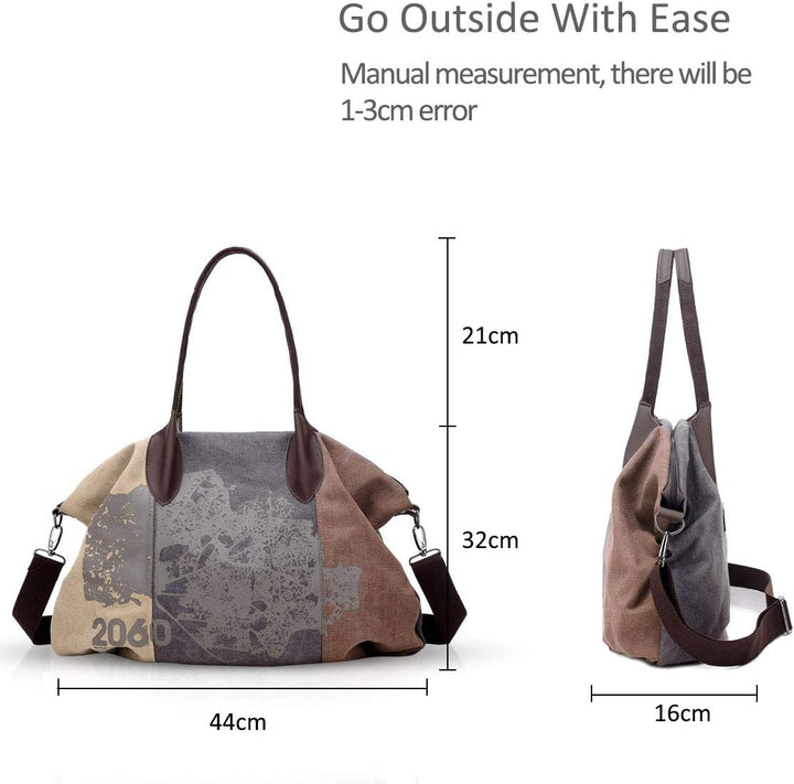 NICOLE & DORIS Canvas Damen Handtasche Henkeltaschen Tragetaschen für Frauen grosse Schultertasche D