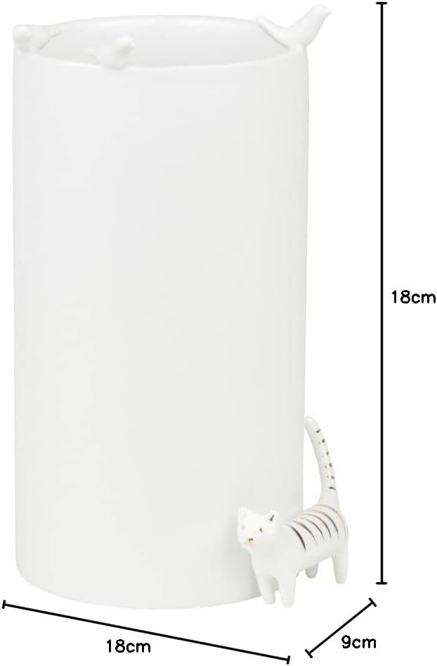 Porzellangeschichten Vase Vogelschwarm und Katze