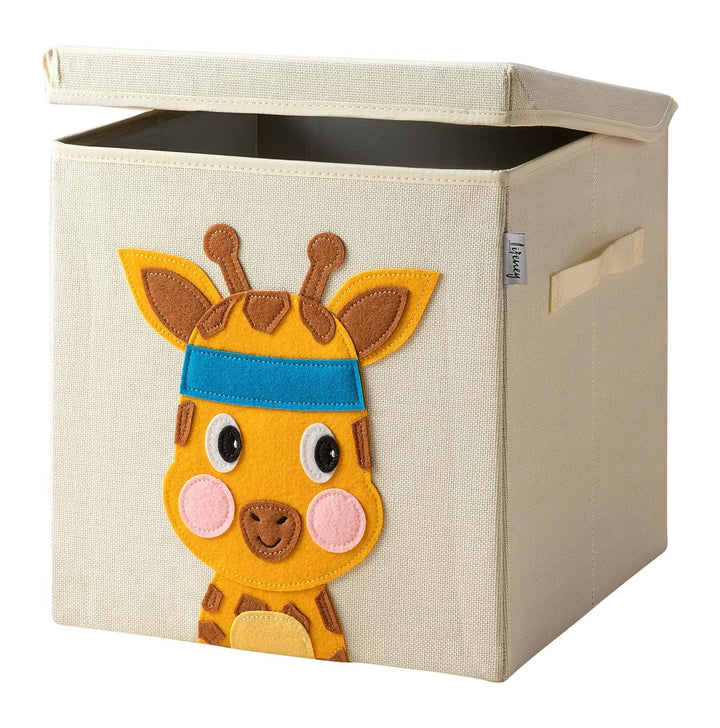 Aufbewahrungsbox mit Deckel und Giraffe I Spielzeugbox mit Tiermotiv passend für Würfelregale I Ordn