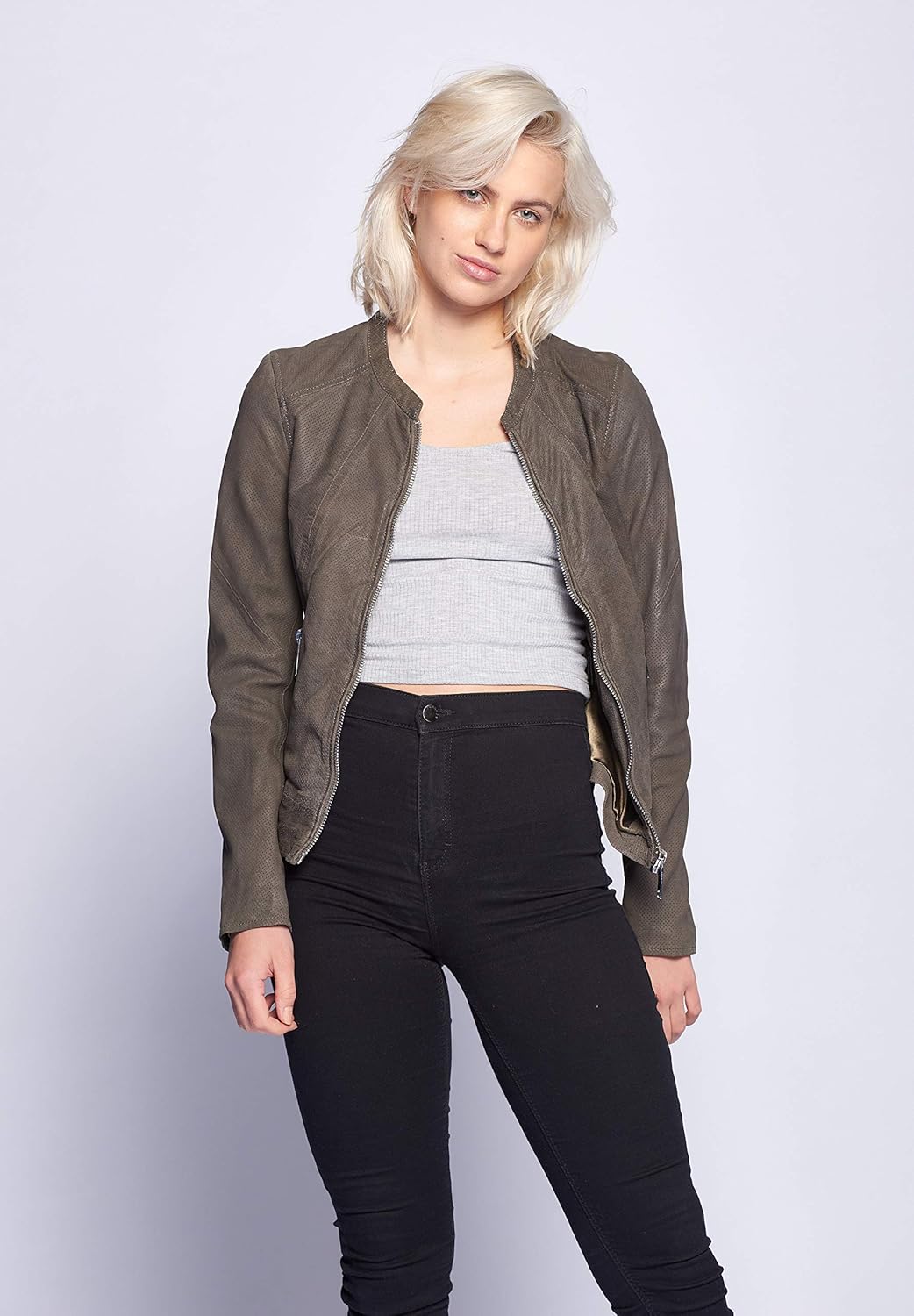 MAZE Damen Lederjacke Mabel L shadow, L shadow