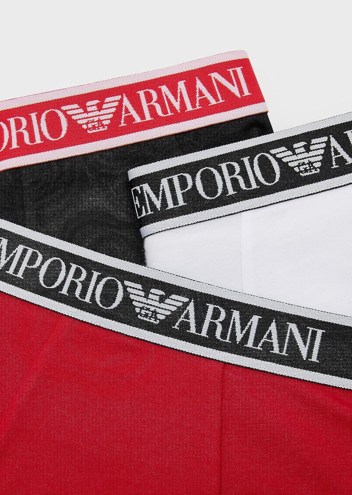 Emporio Armani Herren Trunks (3er Pack) XL White/Black/Red, XL White/Black/Red