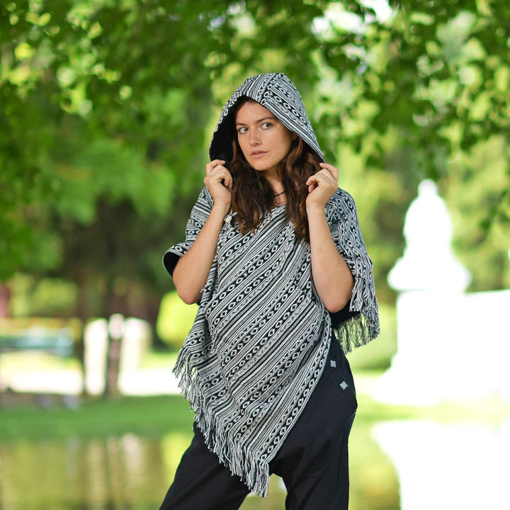 virblatt - Poncho Herren | Baumwolle | Herren Poncho Winter |zum Wenden| Mexiko Poncho Herren warm K