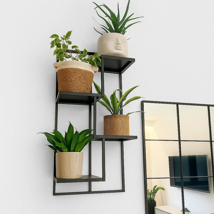 Pflanzregal Wand - Blumenhalter Hängend - aus Metall, Moderne Wand Deko für Wohnzimmer, Jugendzimmer