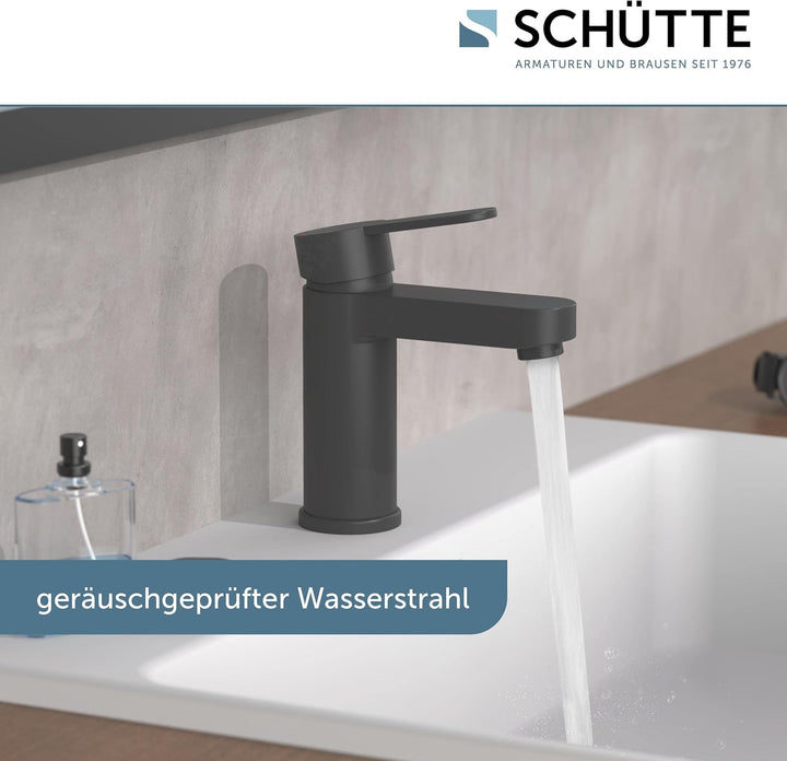 Waschtischarmatur ELEPHANT, Badarmatur, Einhebelmischer mit Ablaufgarnitur, Schwarz matt, Schwarz Ma
