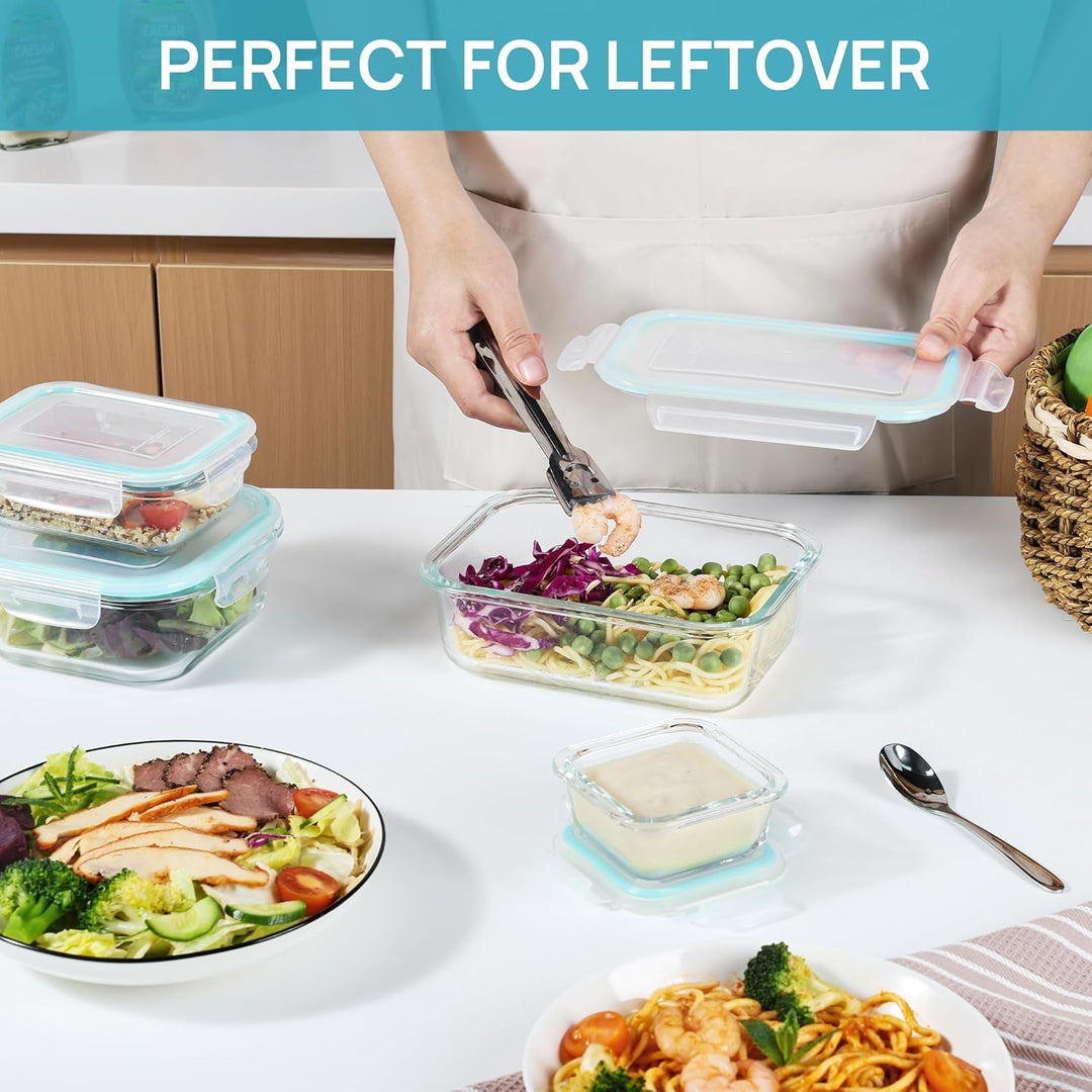Vtopmart 8er Glasbehälter Mit Deckel, Glass Frischhaltedosen Mit Deckel, Meal Prep Boxen für Lebensm