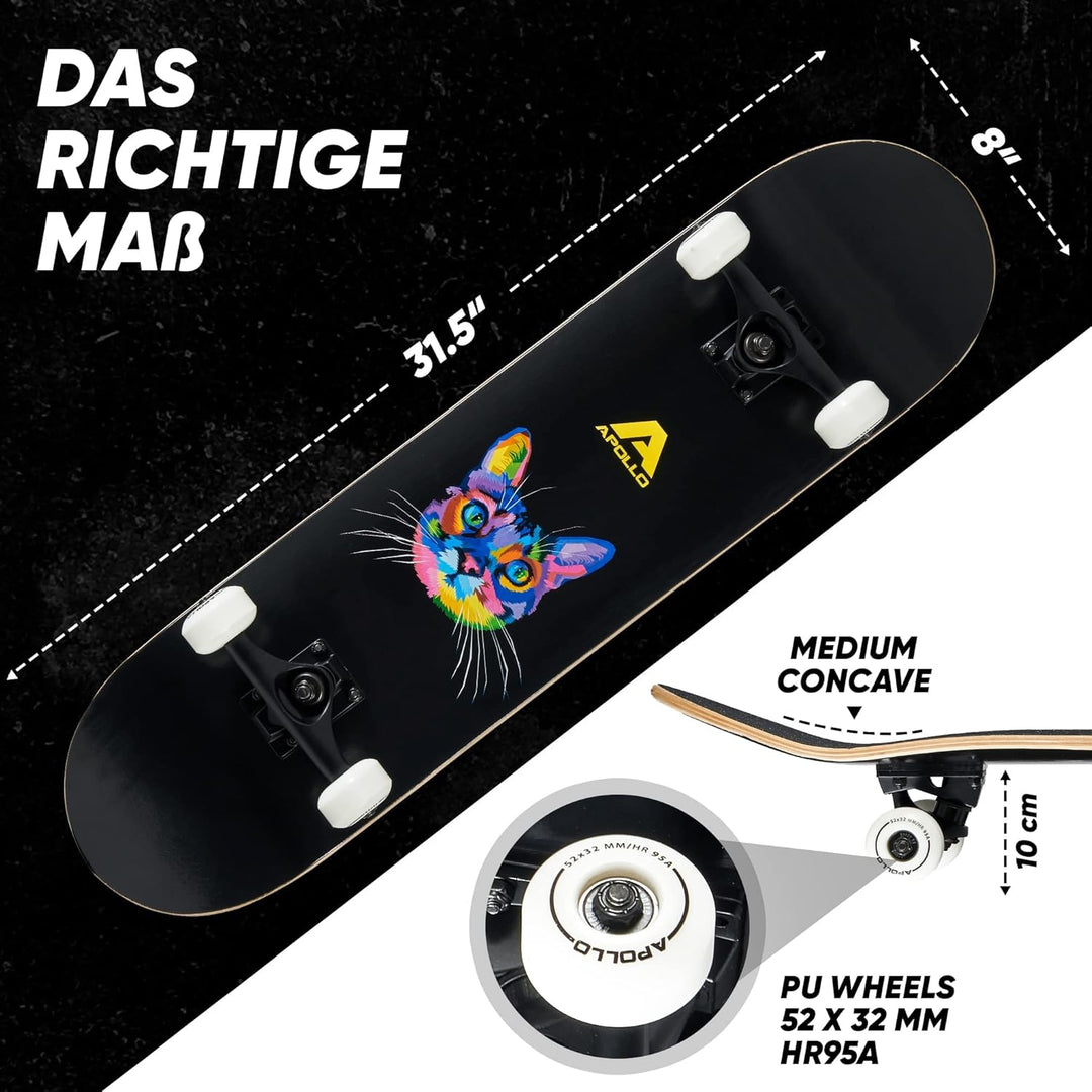 Apollo Skateboard | Cooles Kinder Skateboard und Profi Skateboard Erwachsene in Einem | 7-lagiges Sk