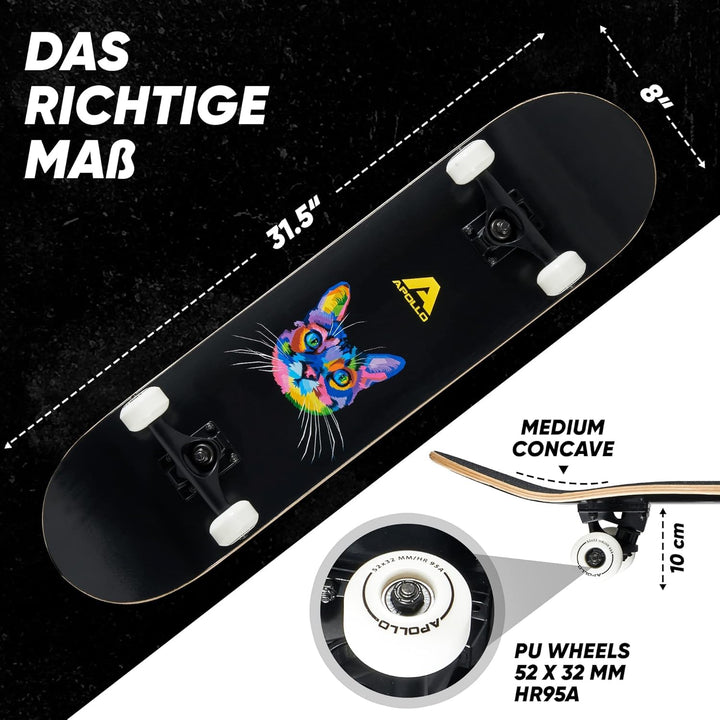 Apollo Skateboard | Cooles Kinder Skateboard und Profi Skateboard Erwachsene in Einem | 7-lagiges Sk