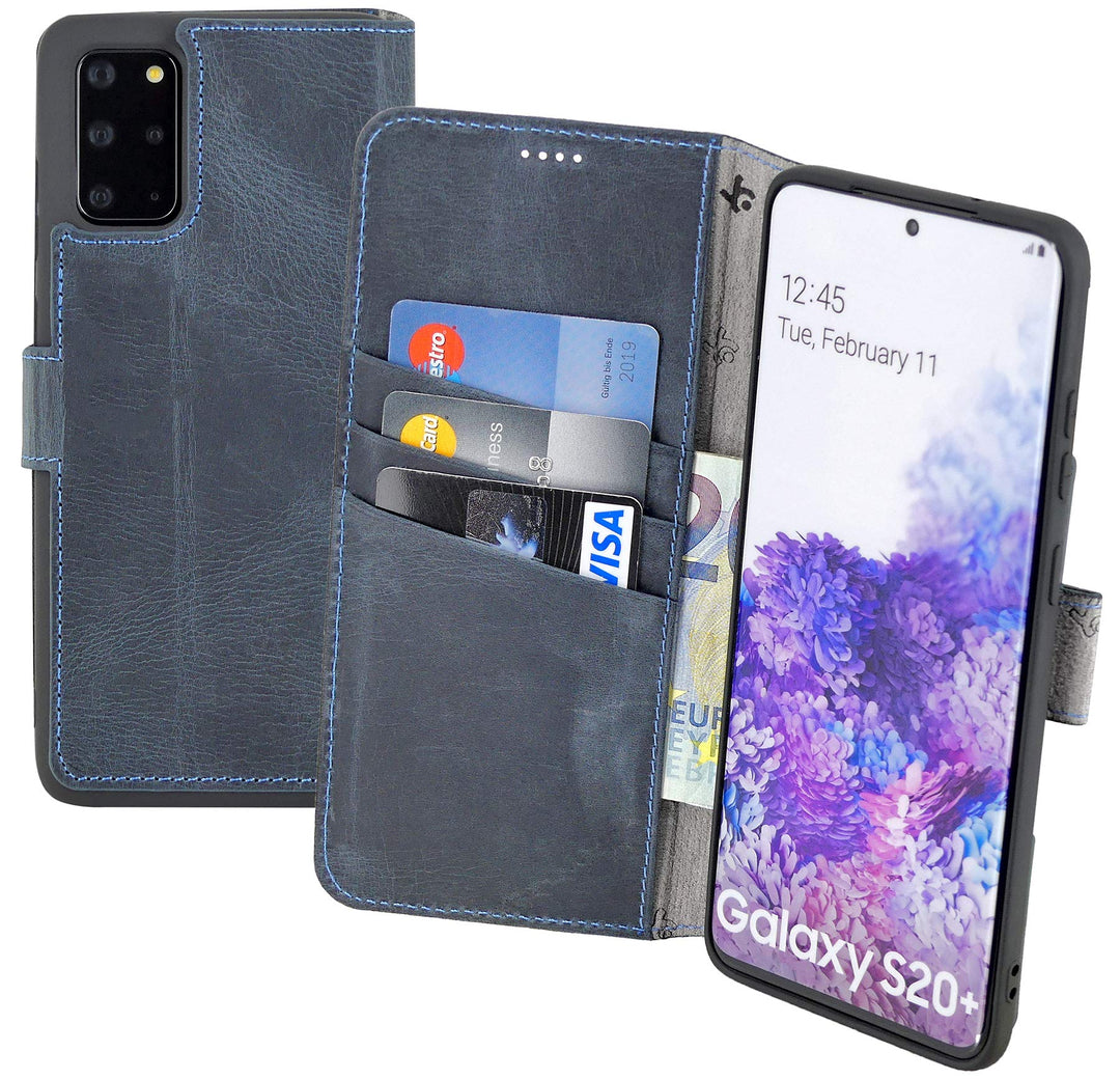 Suncase Book-Style Hülle kompatibel mit Samsung Galaxy S20 Plus Leder Tasche (Slim-Fit) Lederhülle H