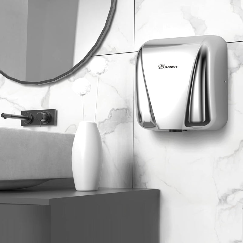 PLUSSEN Händetrockner für Gewerbe elektrischer Sensor Stilvolles Design Edelstahl-Finish schnelle Tr