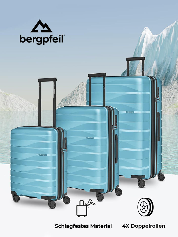 Bergpfeil Koffer-Set 3-teilig |Hochwertiges Polypropylen-Material |mit Dehnfalte erweiterbares Koffe