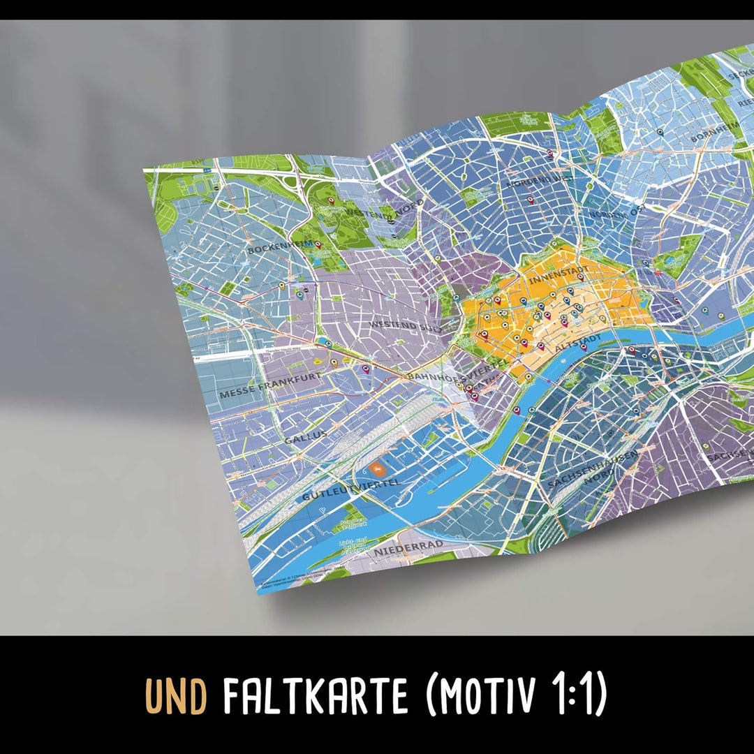 Frankfurt Puzzle Stadtplan - XXL 500 Teile - Mit Booklet & Faltkarte - 68x48cm Motivgrösse - Reisefü