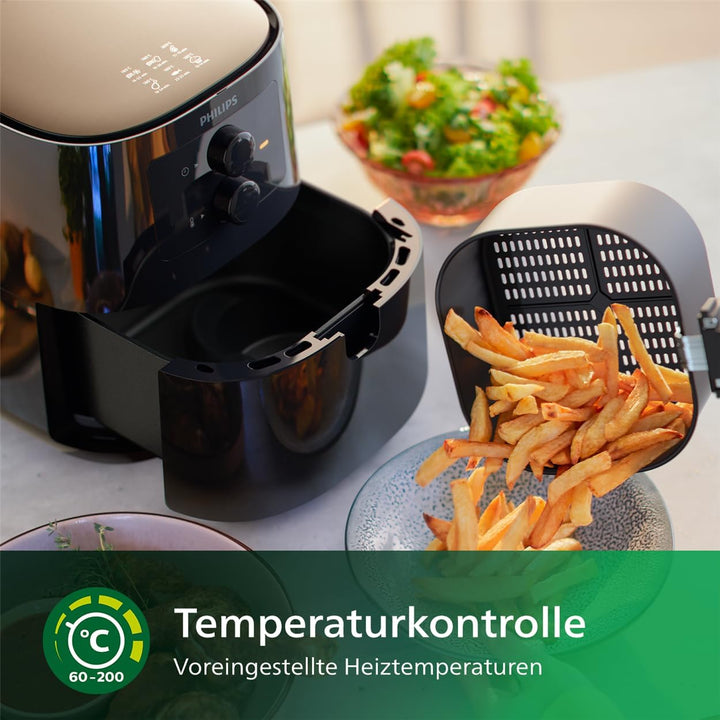 Philips Airfryer Essential - 4.1-Liter-Pfanne, Fritteuse ohne Öl, Rapid Air technology, NutriU App m