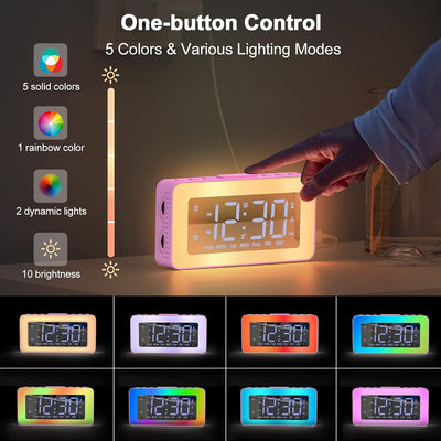 Wecker digital mit 2 Wecker Laut für Tiefschläfer, Wecker mit Licht,Timer,8 White Noise, Wecker mit