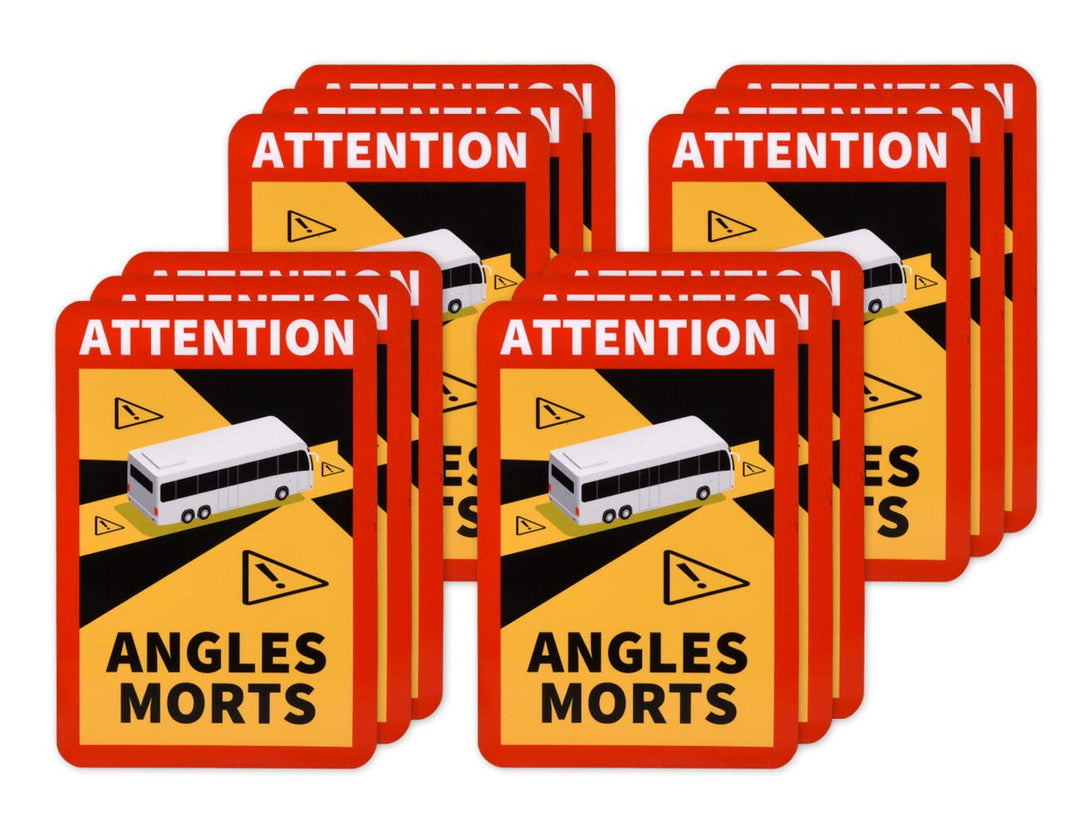reflecto Hinweisschild-Sets | ‚Angles Morts‘ mit Bus-Motiv | 3, 6, 9, 12 oder 30 Stück | Aufkleber o