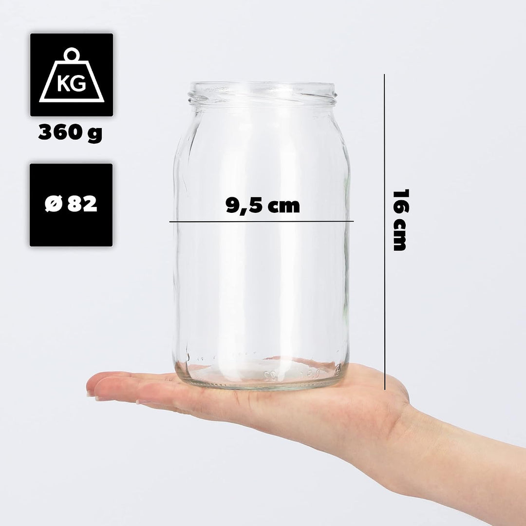 KADAX Einmachgläser 900ml TO82, Grosse Sturzgläser mit Schraubdeckel, Einkochgläser Fermentierglas f