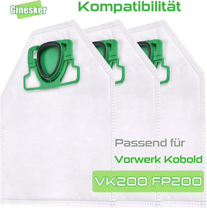 Staubsaugerbeutel für Vorwerk Kobold VK200 FP200 10 Stück Staubbeutel und 2 Motorschutzfilter Microv